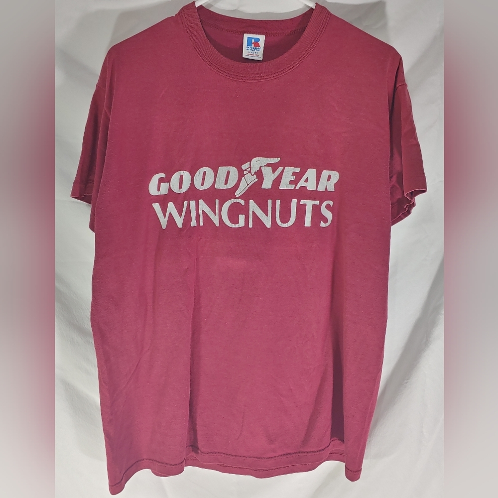 Rare Vintage Russell Goodyear Wingnuts #4 Single Stitch Sleeve Maroon Men's L